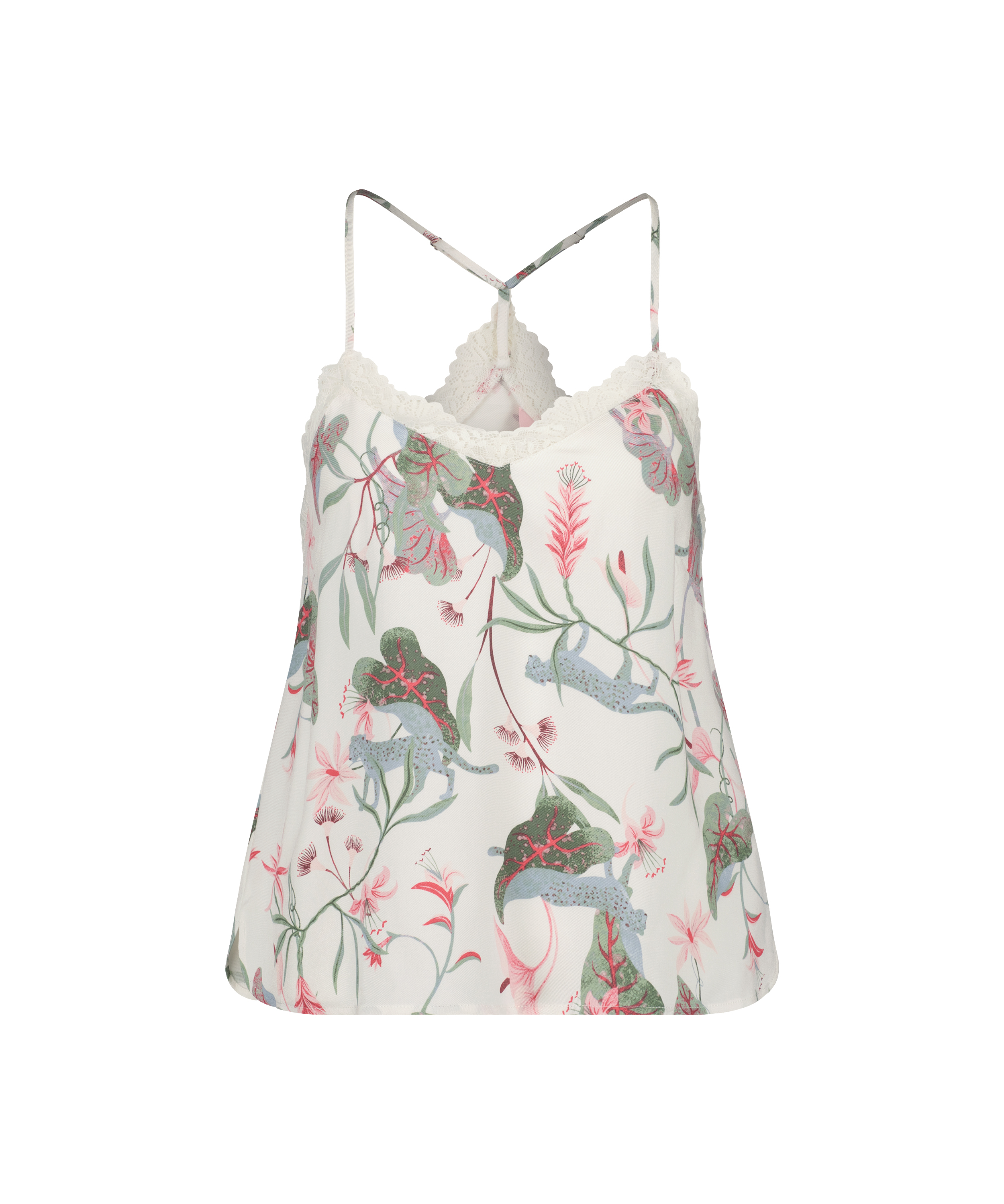 Camiseta top Woven Lace, Blanco, main