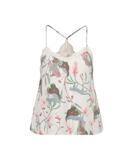 Camiseta top Woven Lace, Blanco