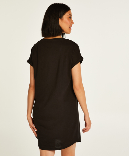 Camis&oacute;n de escote redondo, Negro