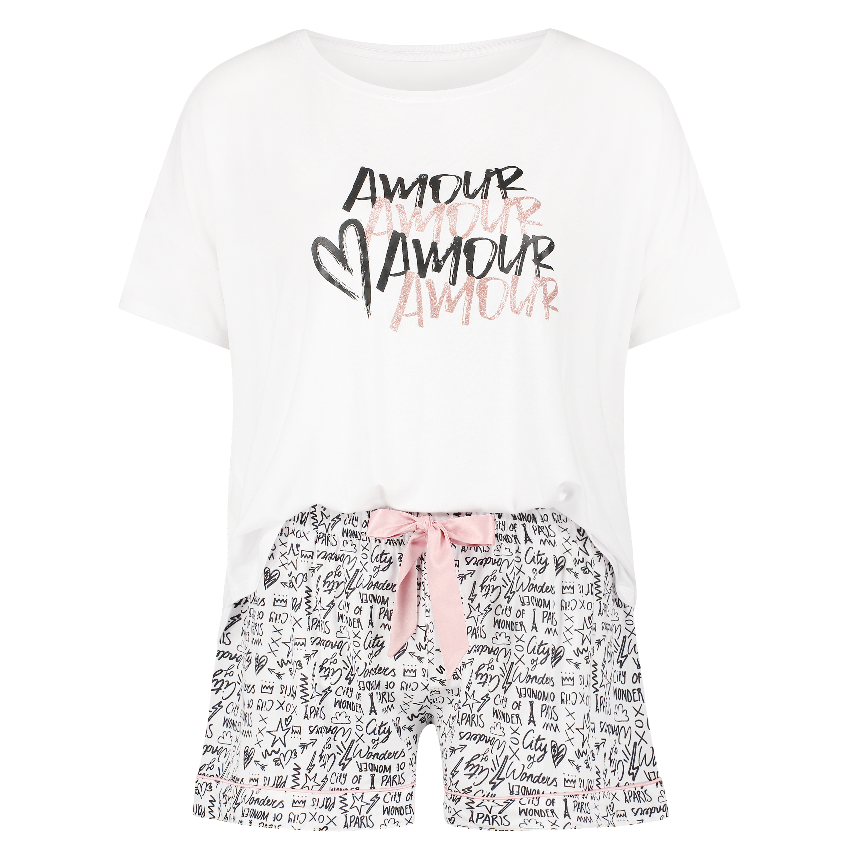 Conjunto de pijama corto, Blanco, main