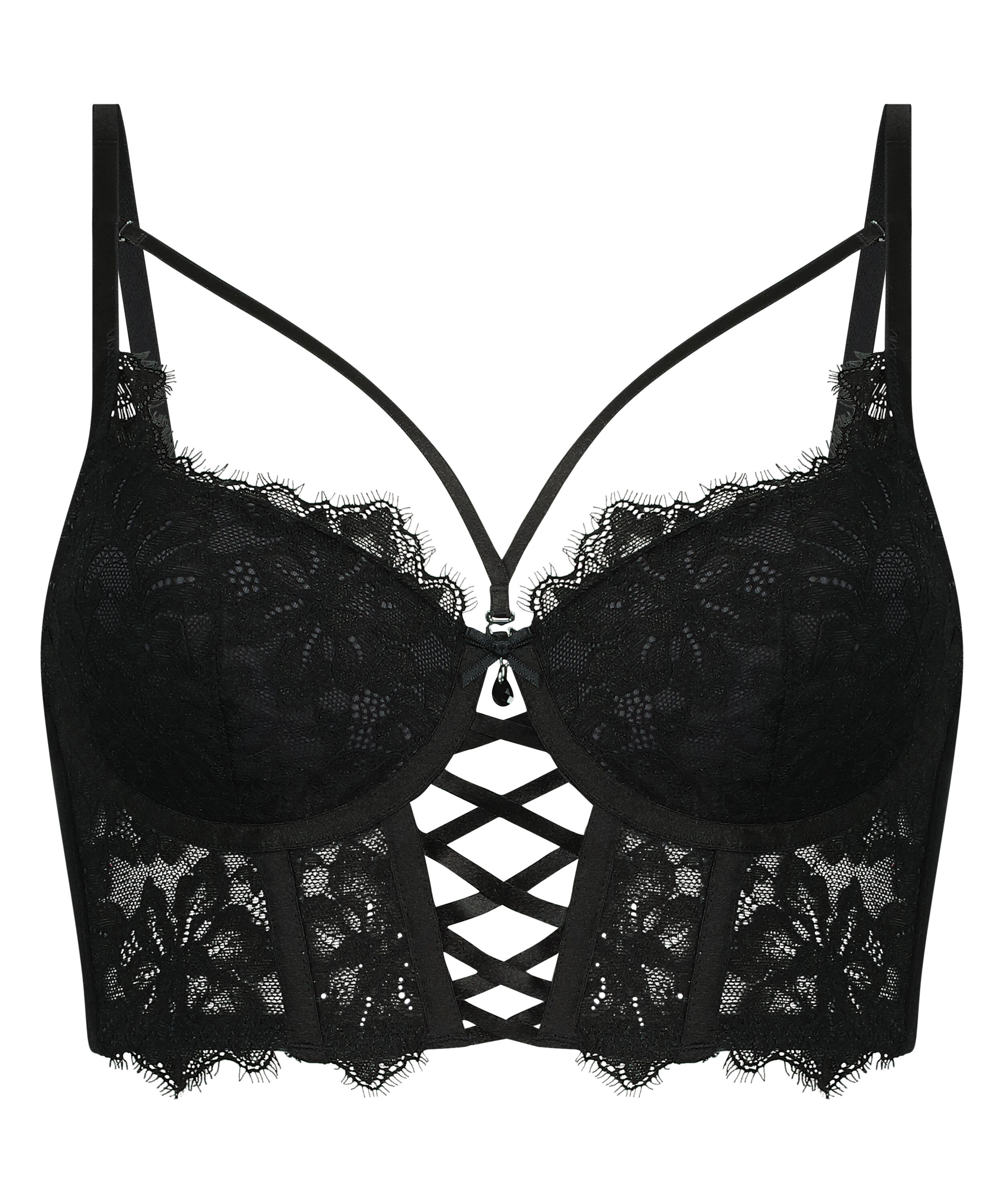 Sujetador de aros longline push-up acolchado Char, Negro