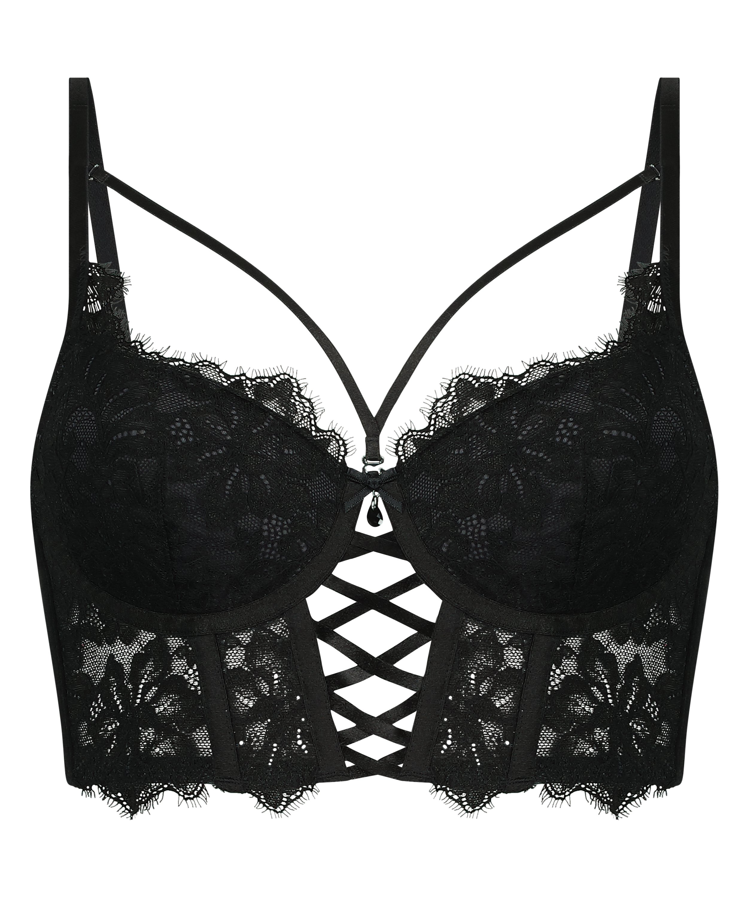 Sujetador de aros longline push-up acolchado Char, Negro, main