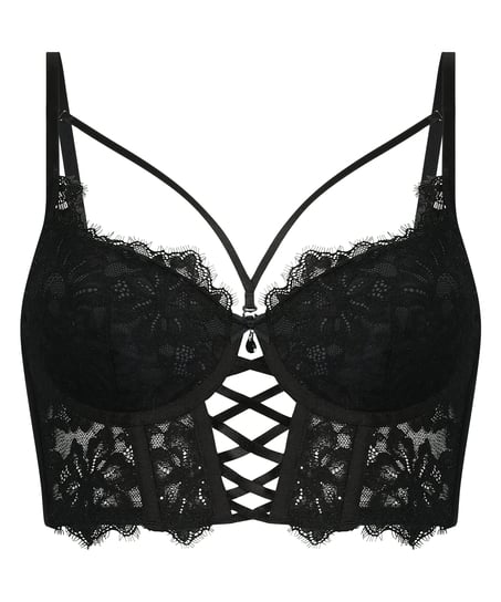 Sujetador de aros longline push-up acolchado Char, Negro