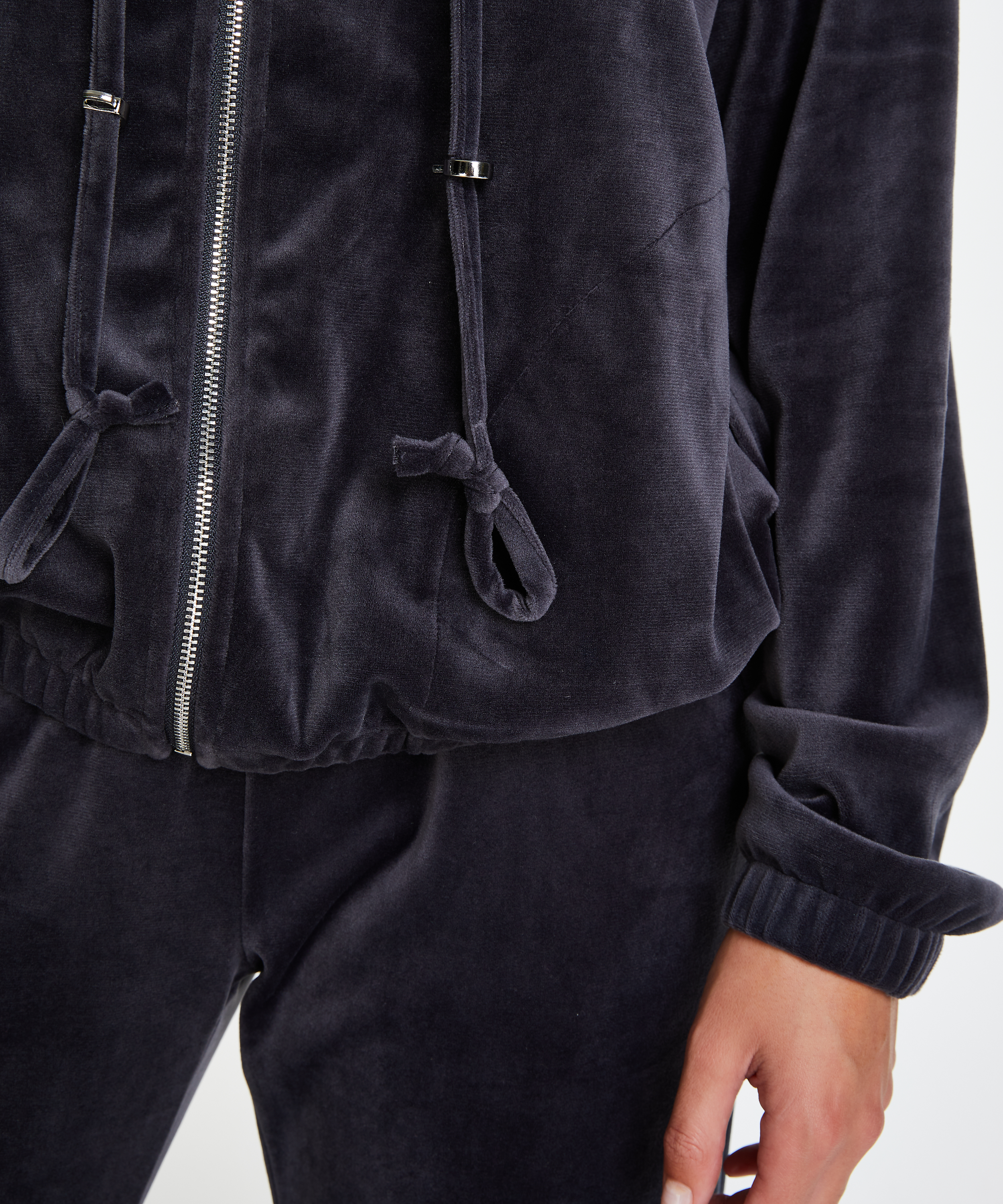 Sudadera con capucha de terciopelo, Gris, main