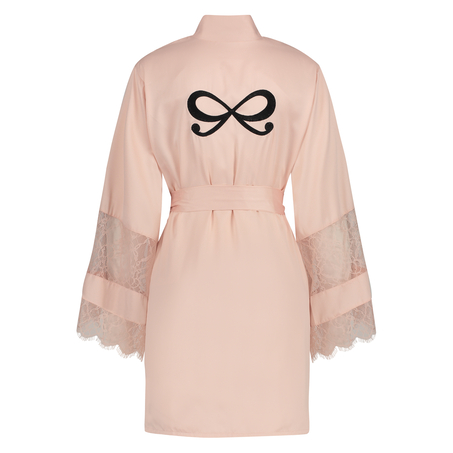 Kimono de sat&eacute;n y encaje, Rosa