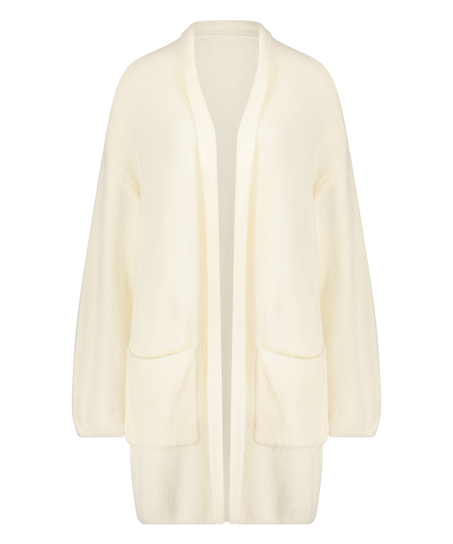 Premium C&aacute;rdigan largo Fluffy, Blanco