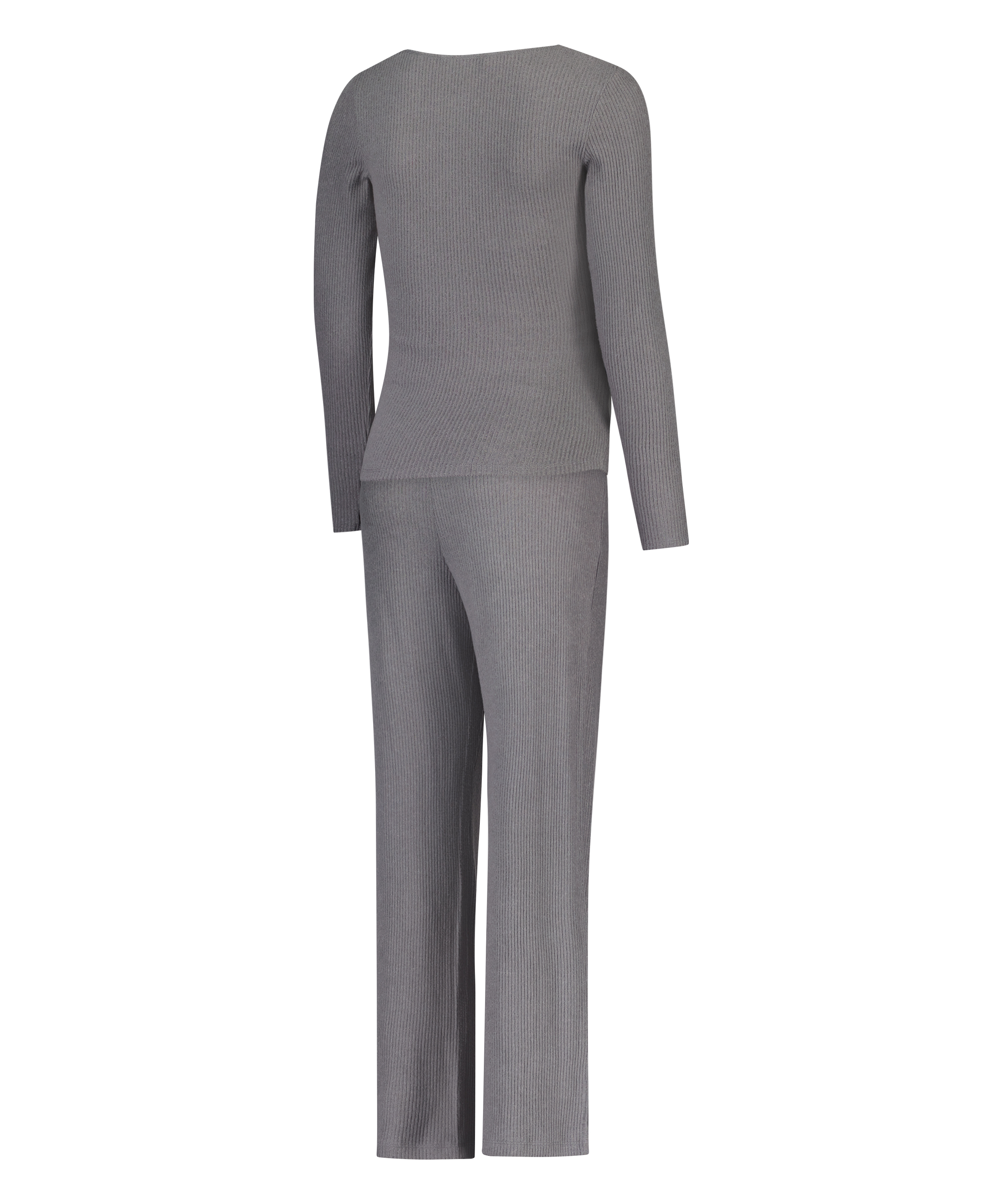 Conjunto de pijama de maternidad de canalé peinado, Gris, main
