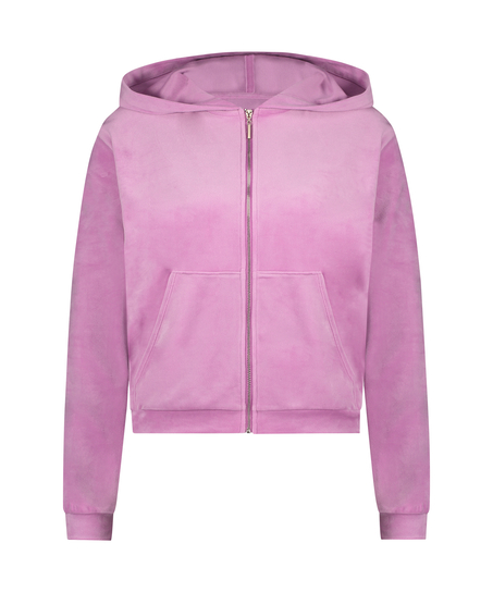 Chaqueta con capucha de terciopelo, Rosa