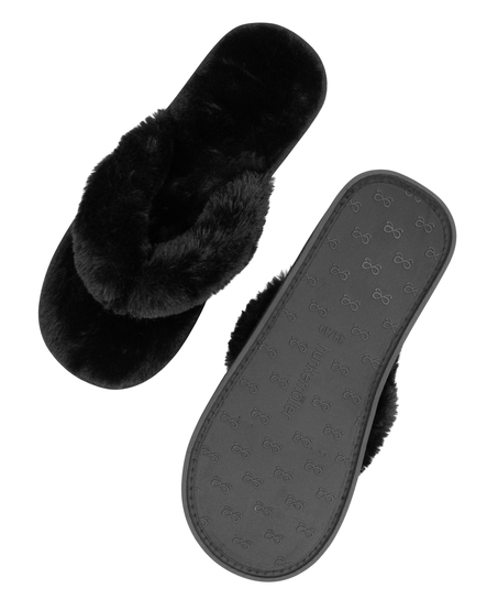 Zapatillas Fake Fur, Negro