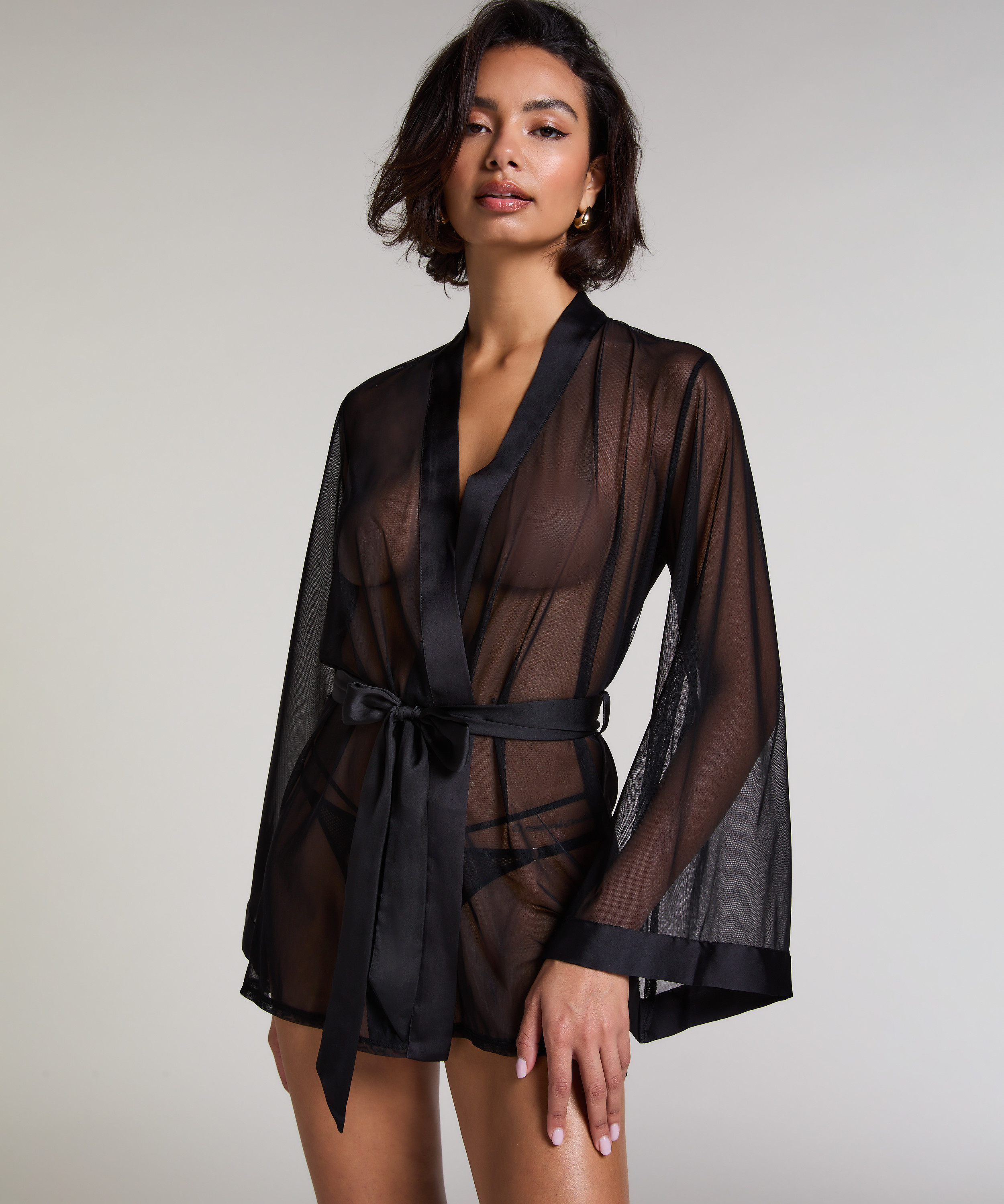 Kimono Maxime Tulle, Negro, main