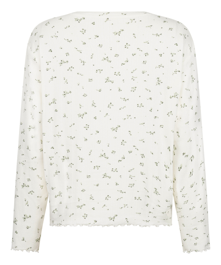 Pyjama Top Loose Pointelle, Blanco