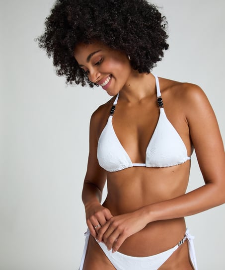 Top de bikini de triángulo Seashell, Blanco