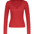 Top V-neck long sleeves, Rojo