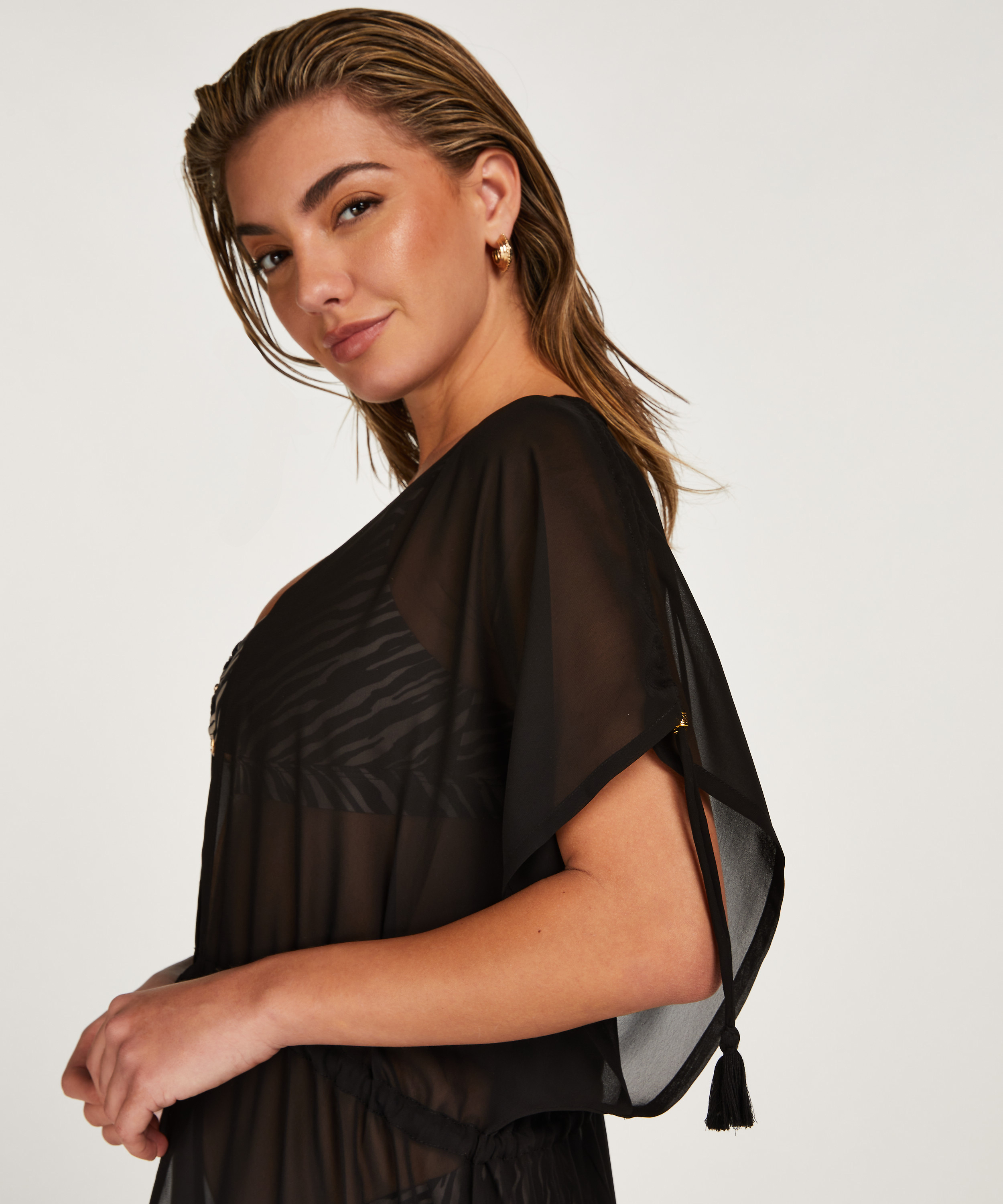 Kimono transparente, Negro, main