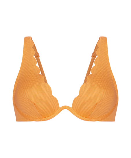 Top de bikini de aros no preformado Scallop, Naranja