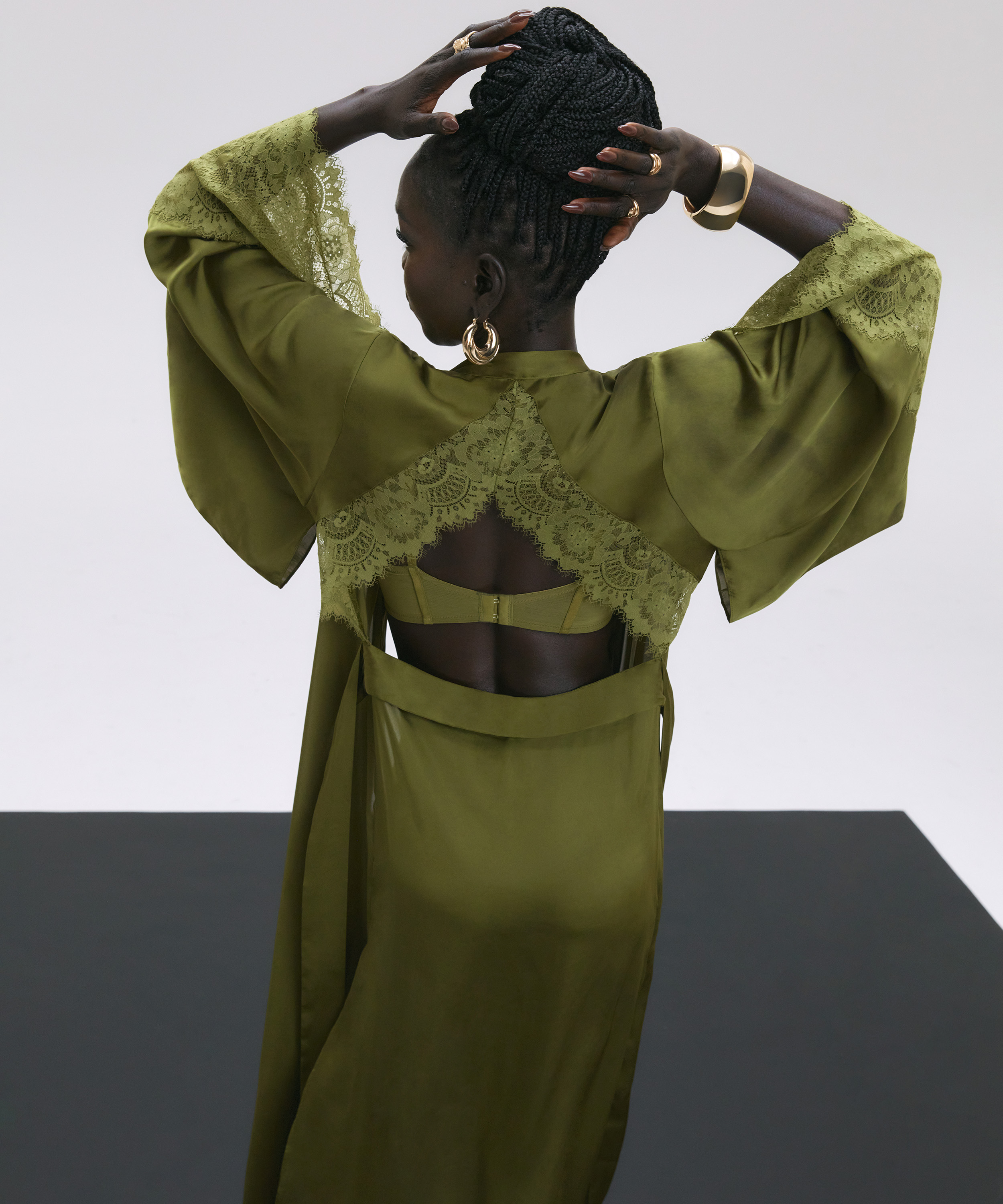 Kimono de sat&eacute;n, Verde, main