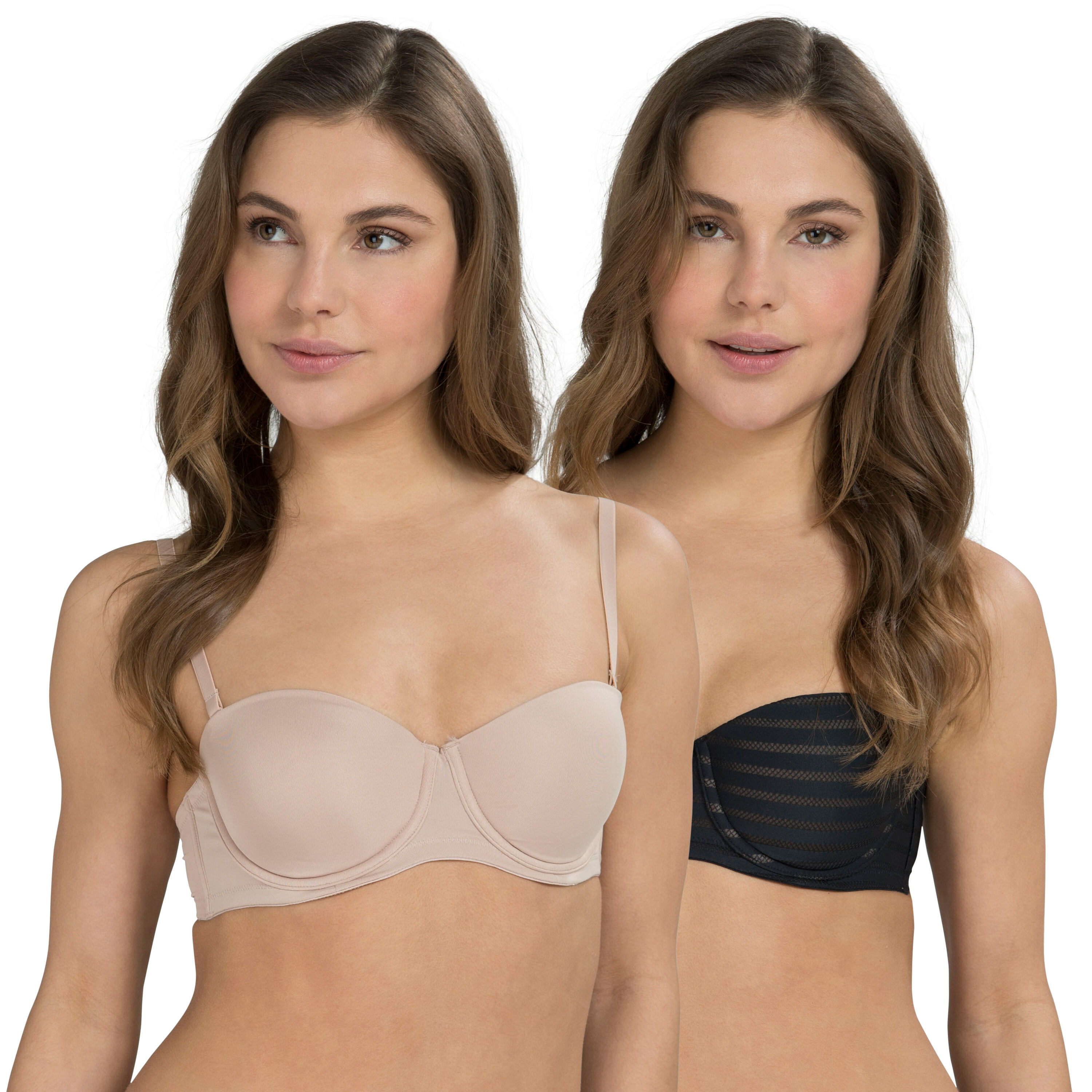 2-pack padded underwired bras Lace, Negro