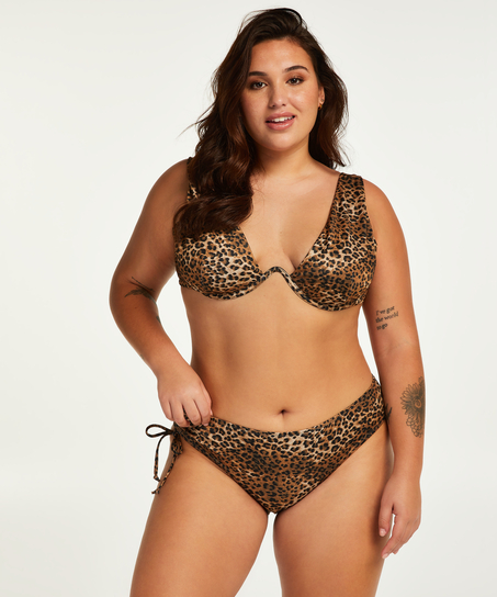 Top de bikini con aros no preformado Leopard, marrón
