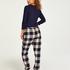 Pantalón de pijama Twill Check Cuff, Azul