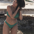 Braguita de Bikini de Corte Alto Scallop, Verde