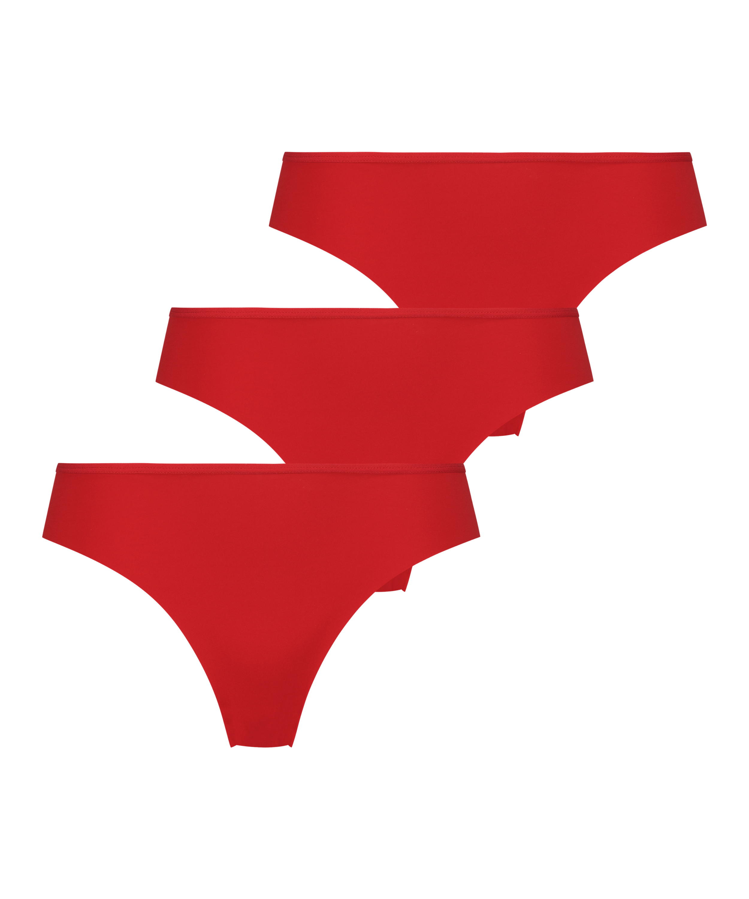 Lote de 3 braguitas brasileñas invisibles, Rojo, main