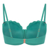 Top de bikini con aros, sin tiras y acolchado Scallop Copa E +, Verde