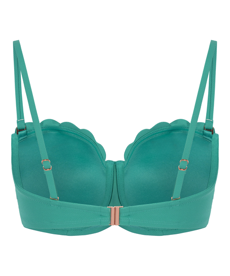 Top de bikini con aros, sin tiras y acolchado Scallop Copa E +, Verde