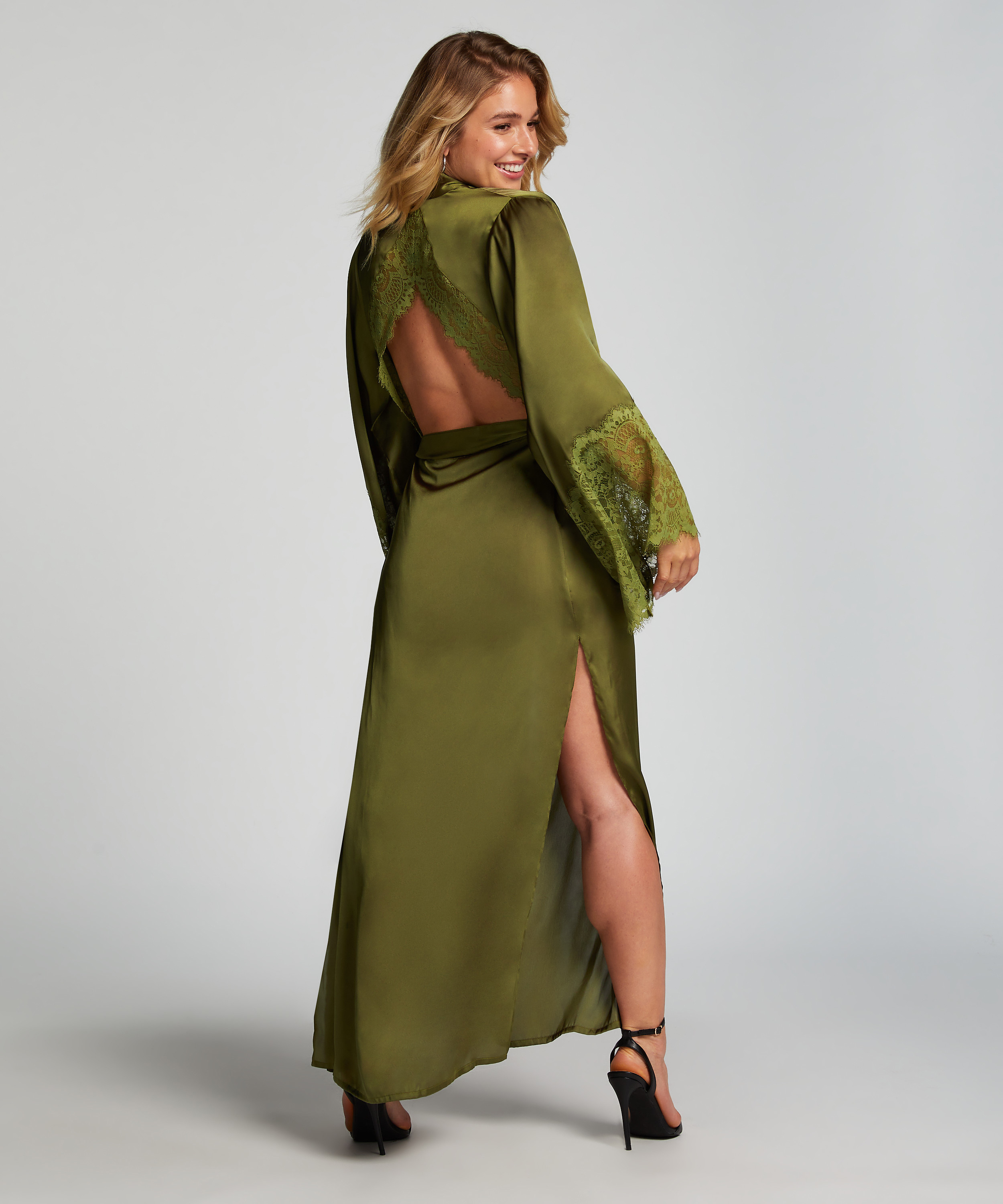 Kimono de sat&eacute;n, Verde, main