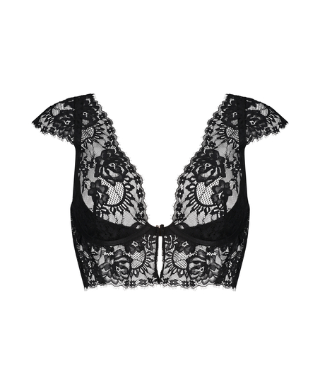 Sujetador largo con aros y sin relleno Trixie, Negro