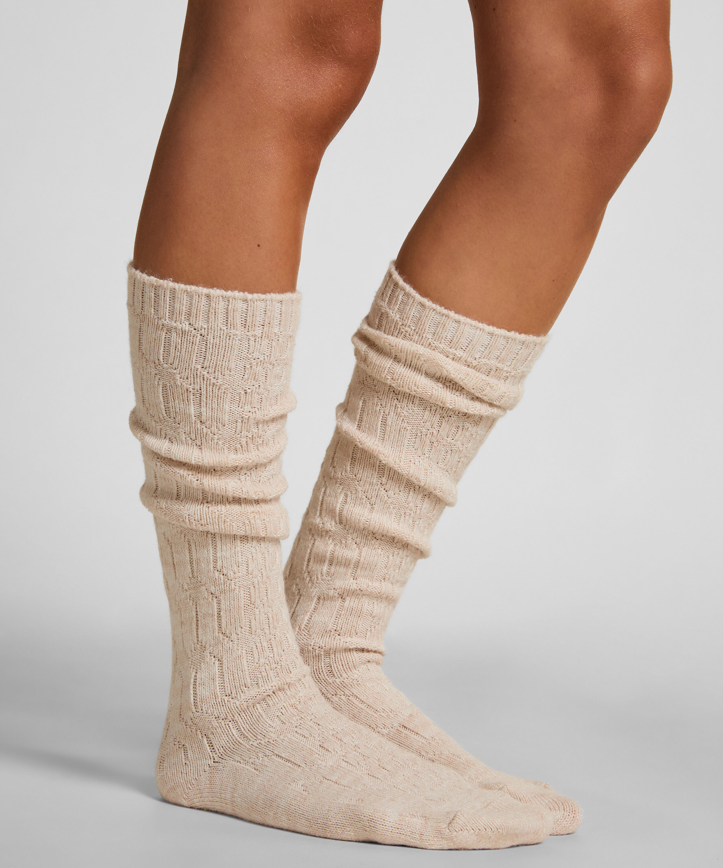 2 pares de calcetines altos, Beige