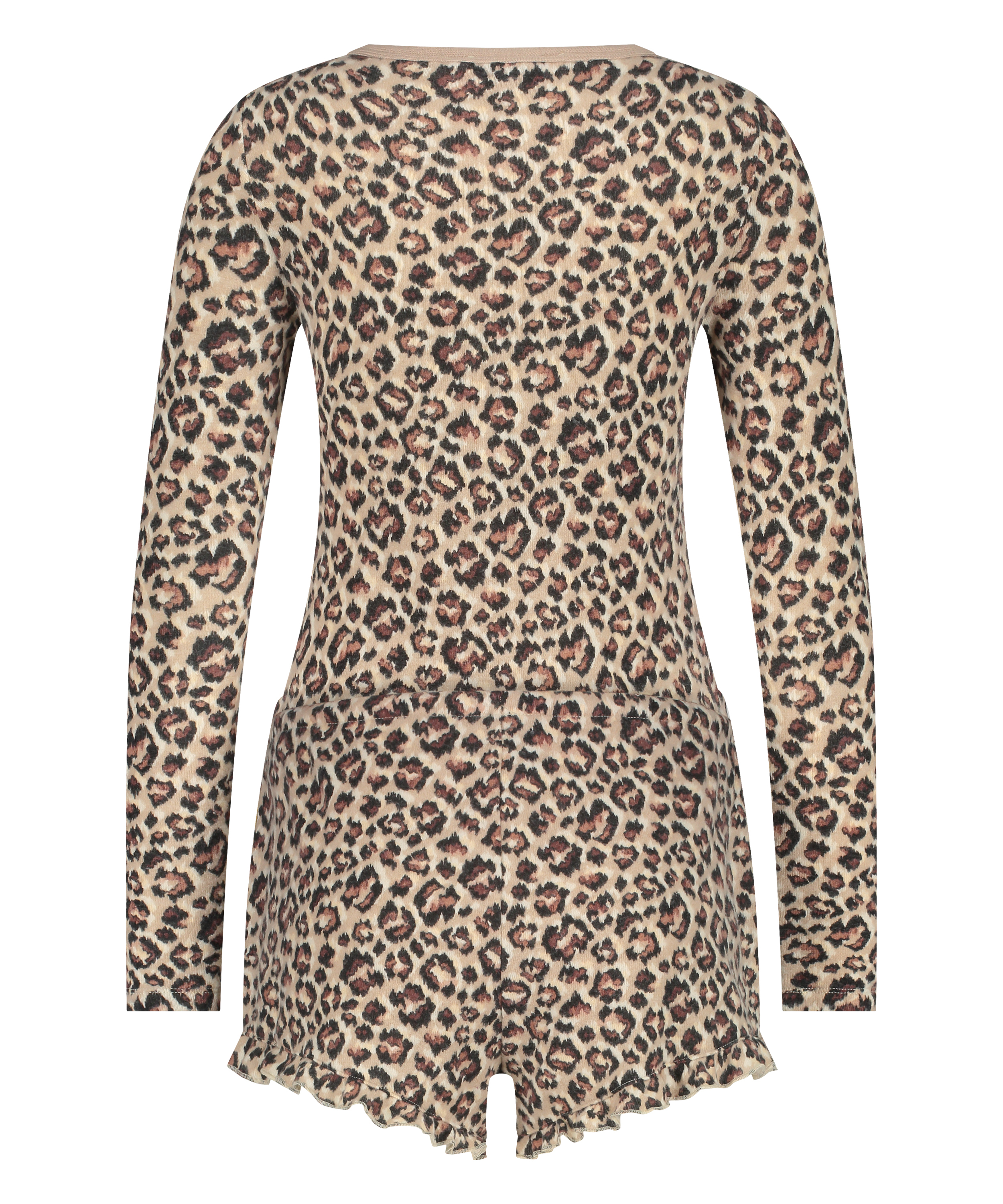 Mono corto peinado con estampado de leopardo, Beige, main