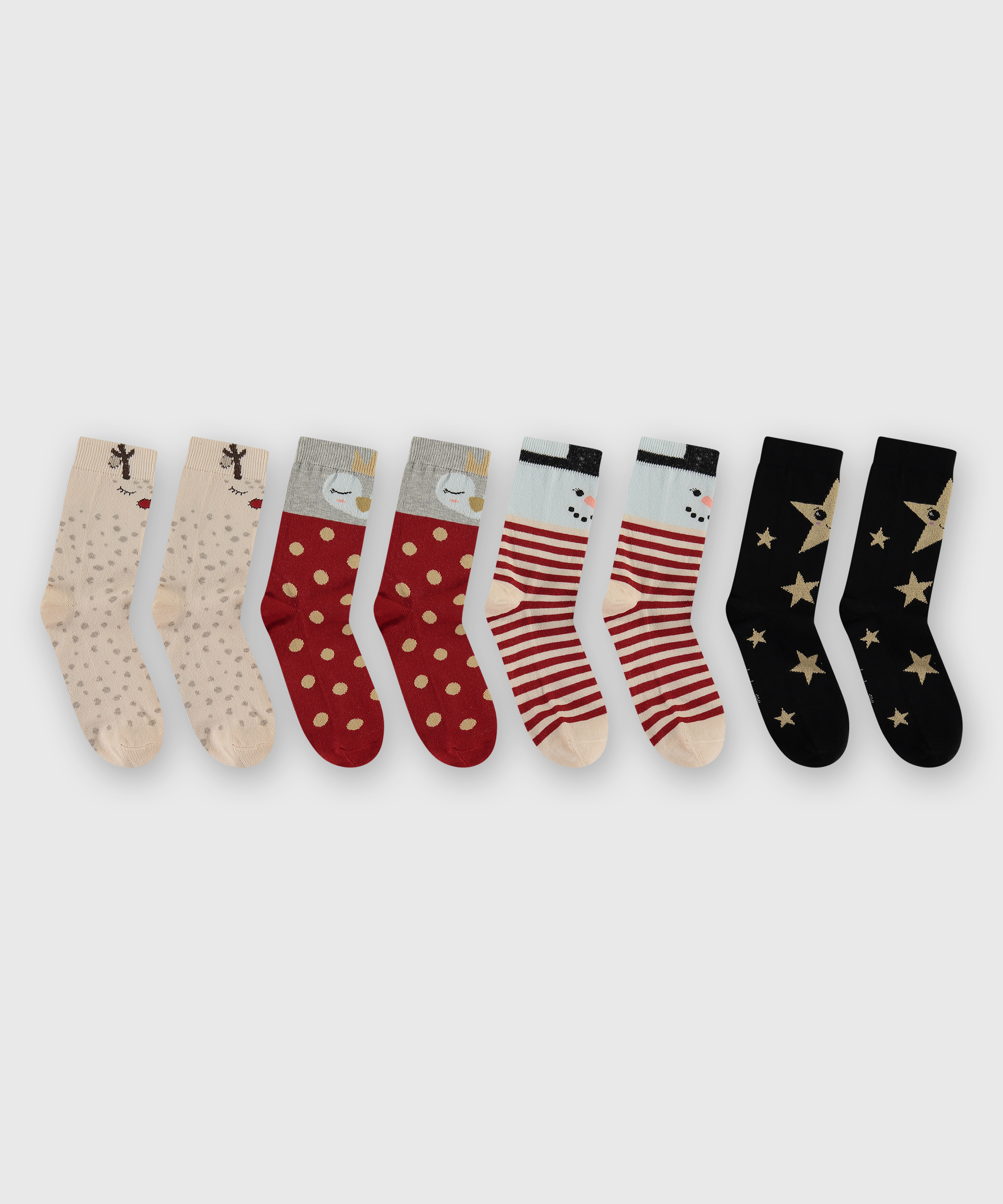 4 pares de calcetines de Navidad, Beige, main