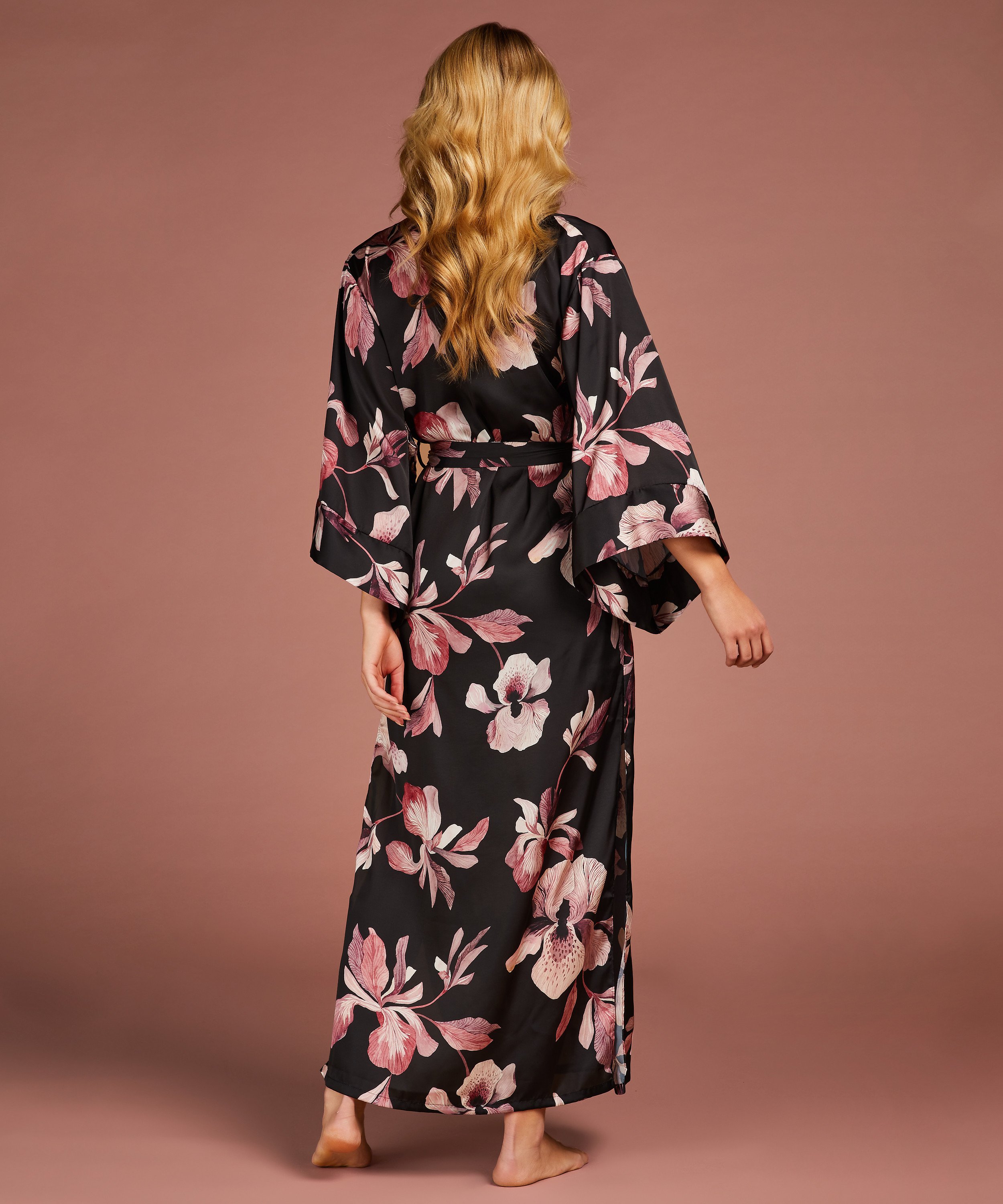 Kimono Satin Bloom, Negro, main