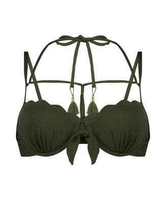 Top de bikini con aros y preformado Scallop, Verde