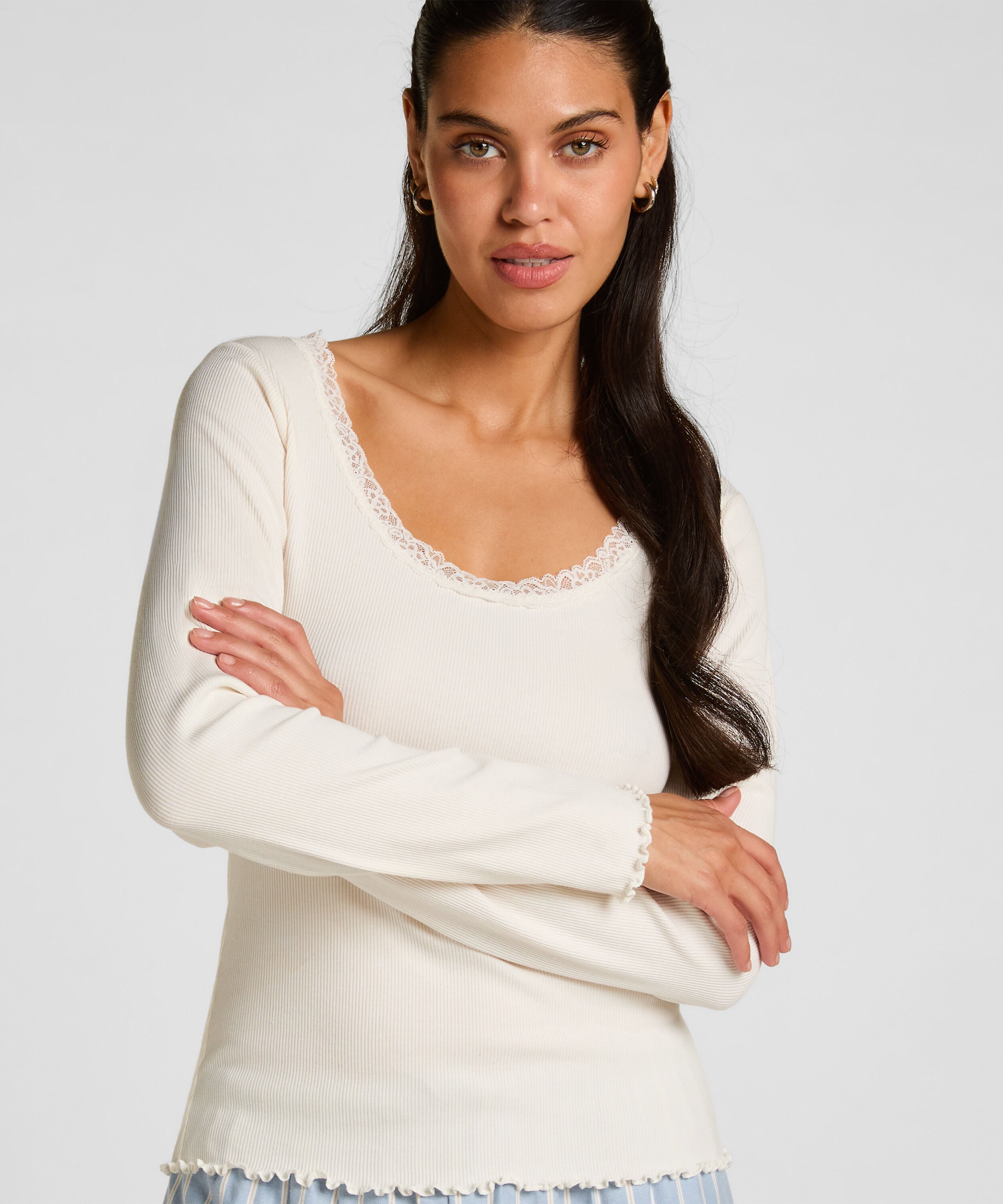 Top de Jersey con Encaje, Blanco