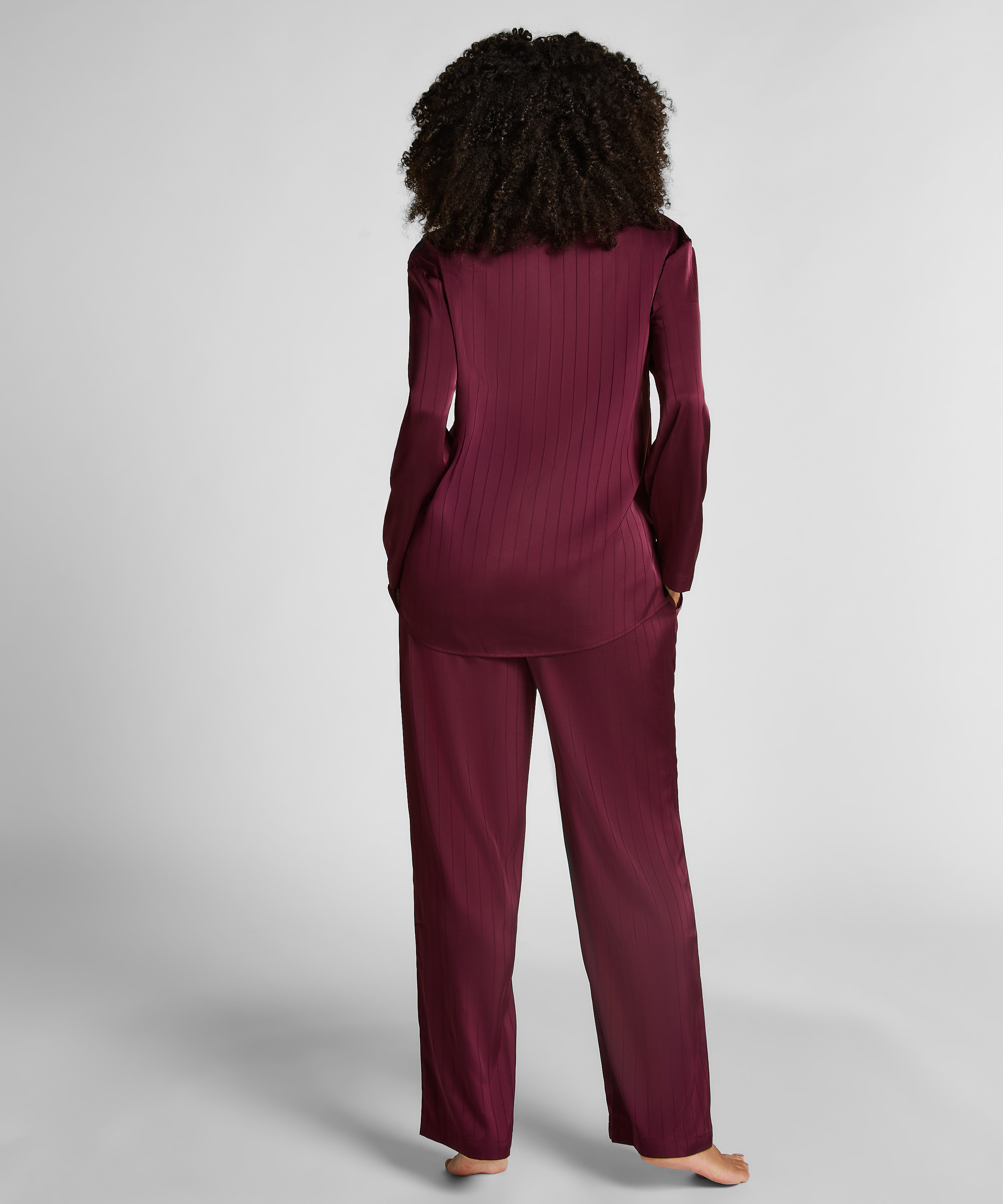 Pantalones de sat&eacute;n a rayas, Morado, main