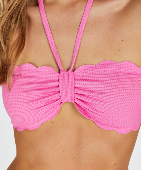 Top de bikini bandeau Scallop, Rosa