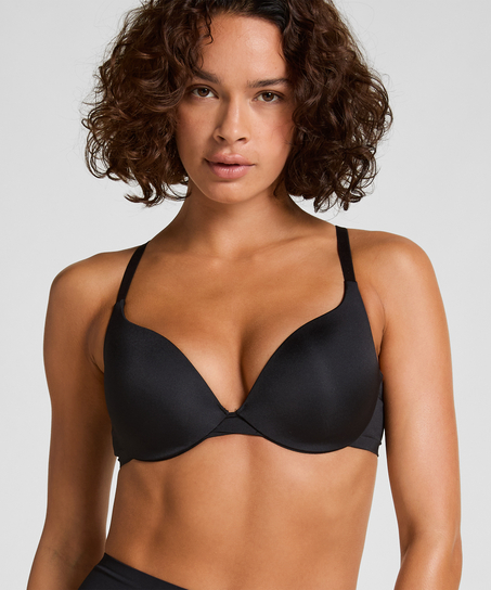 Sujetador push-up de aros preformado Smooth, Negro