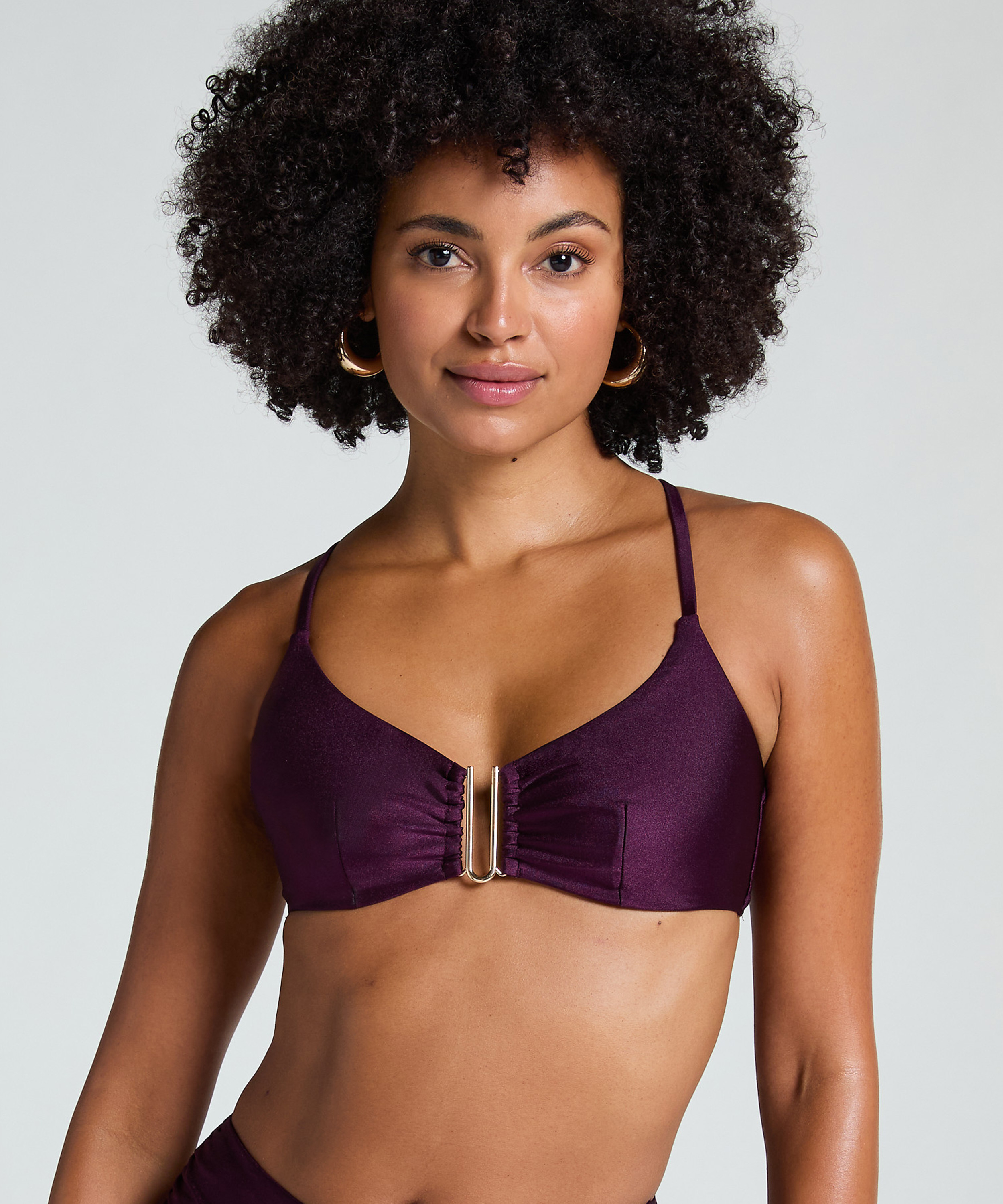 Crop top de bikini Costa, Morado, main