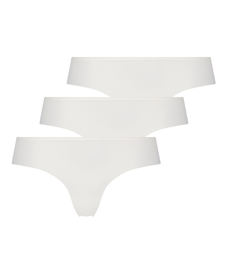Pack de 3 Brasileña Invisible Lace Back, Blanco