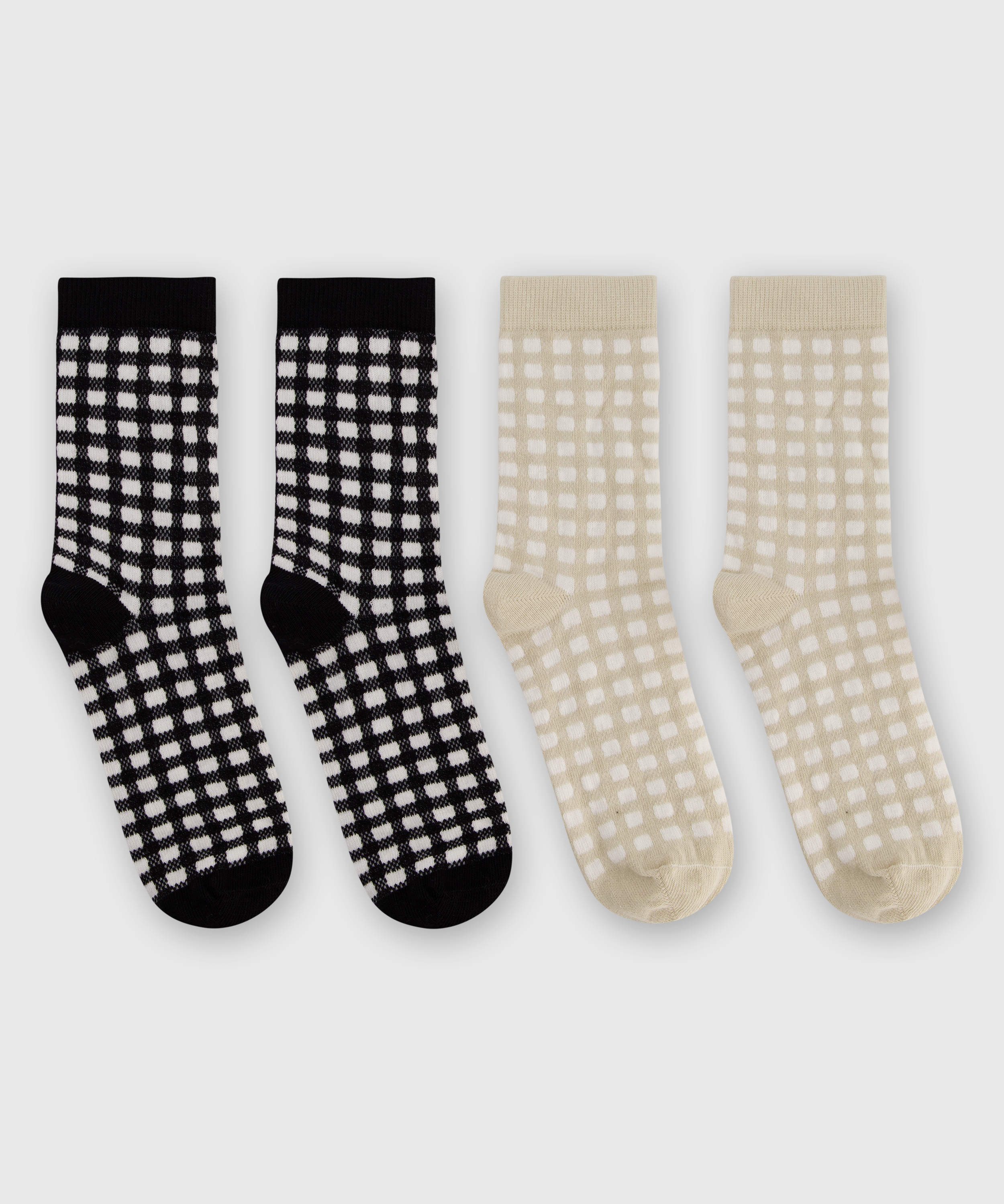 2 pares de calcetines de cuadros vichy, Negro, main