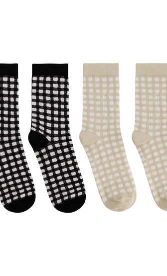 2 pares de calcetines de cuadros vichy, Negro