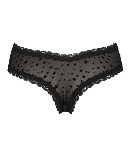 Brasileña en forma de V burn-out mesh, Negro