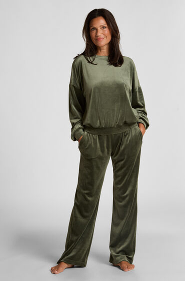 hunkemoller pantalon de pijama de terciopelo verde
