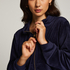 Chaqueta con capucha de terciopelo, Azul