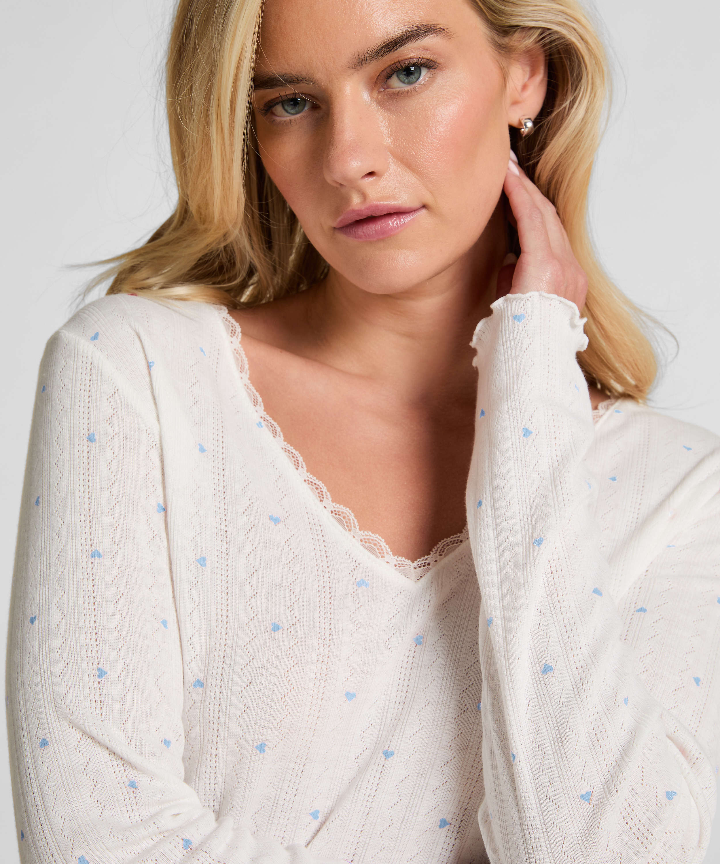 Top de pijama Pointelle, Azul, main