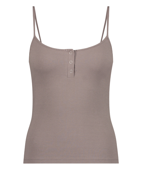 Top sin mangas de canalé, Marrón