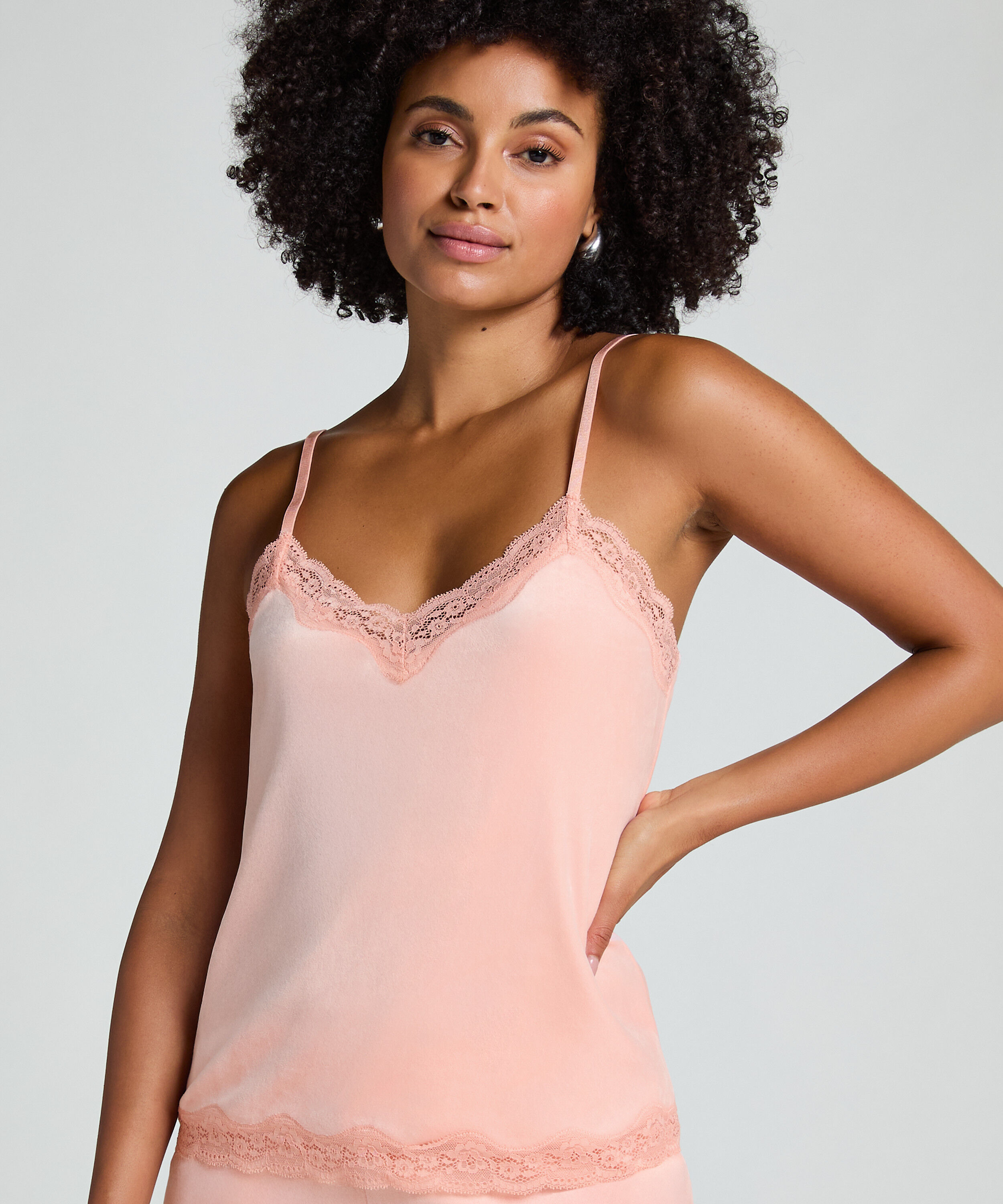 Camiseta top Velours Lace, Rosa