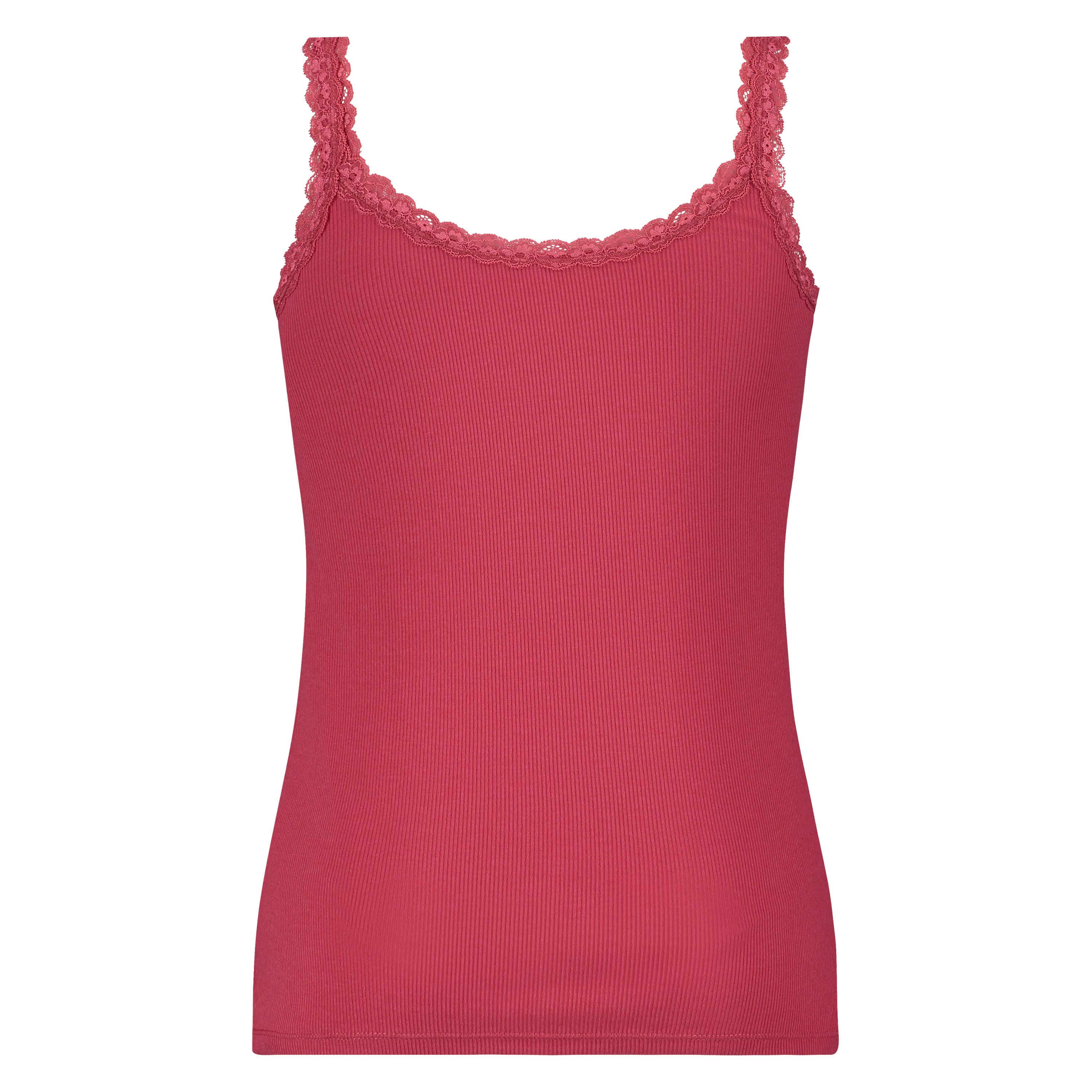 Singlet top cami rib lace, Rojo, main
