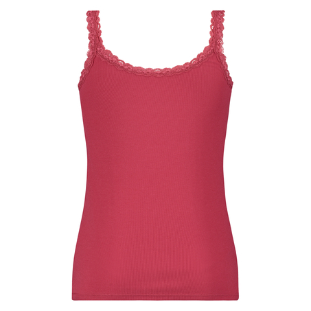 Singlet top cami rib lace, Rojo